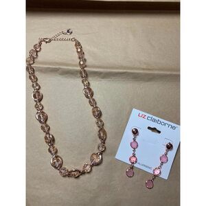 Liz Claiborne Necklace & Earring Set Rose Gold  Pink Dangle Pretty Dressy Casual